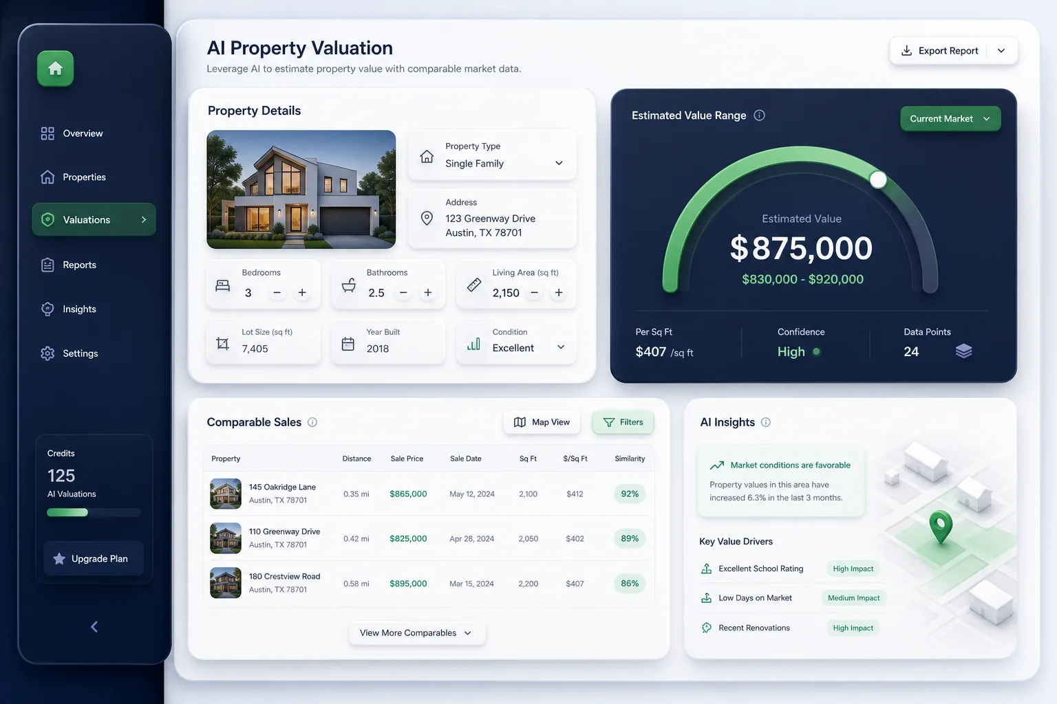 PriceScope Property AI — core workflow screen
