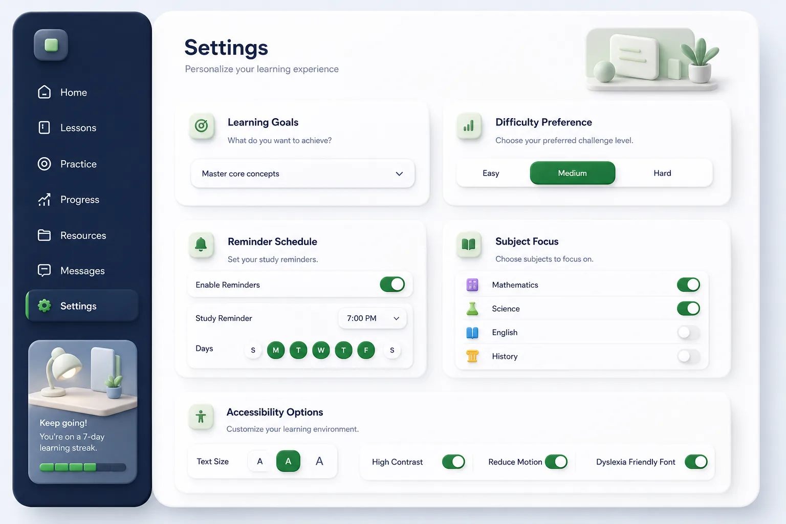 MentorAI Tutor — settings and configuration