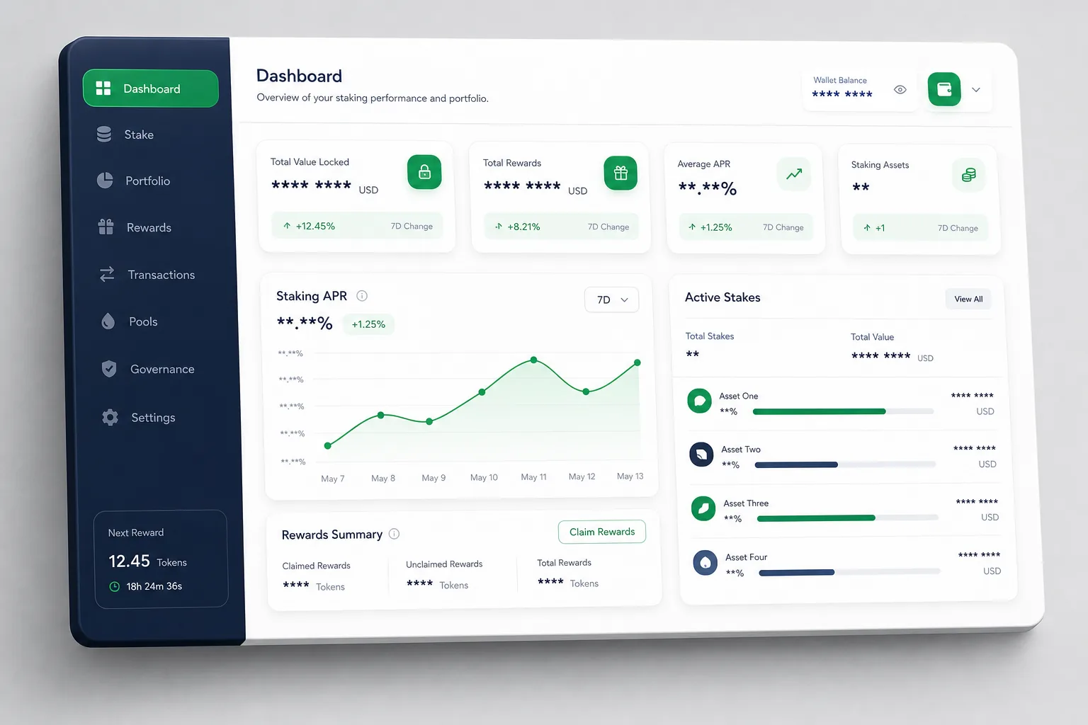 StakeYard DeFi Staking — dashboard overview