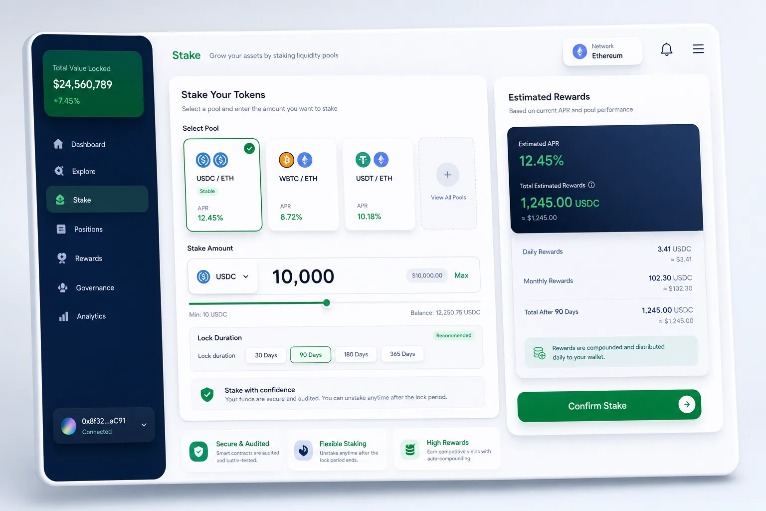 StakeYard DeFi Staking — core workflow screen