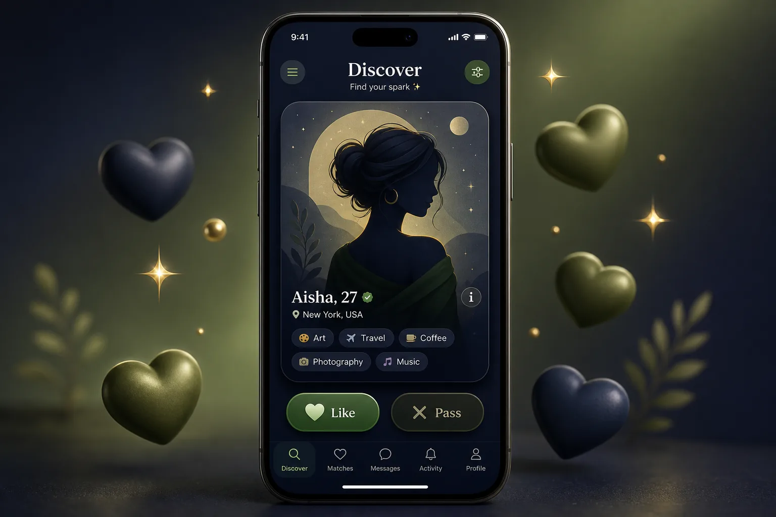 Sparkly Dating App — dashboard overview