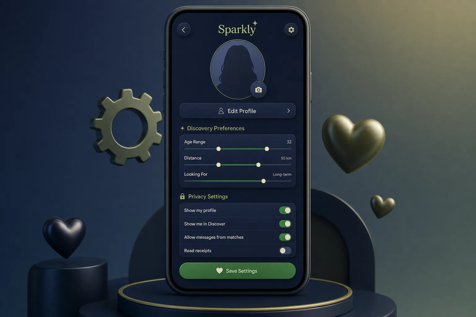 Sparkly Dating App — settings and configuration