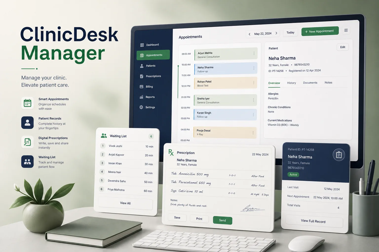 ClinicDesk Manager — Healthcare