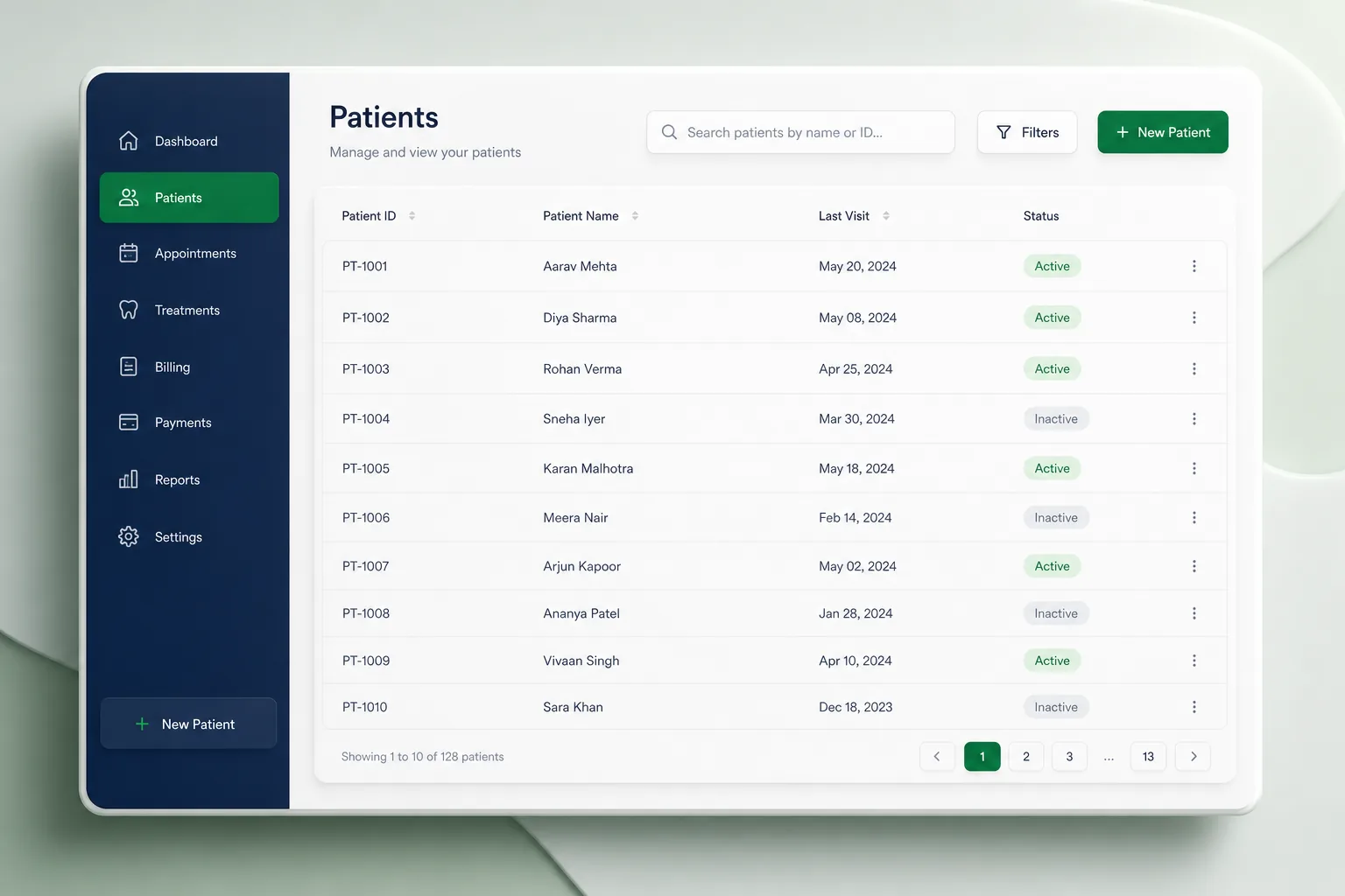 DentaWorks Practice Suite — browse and list view