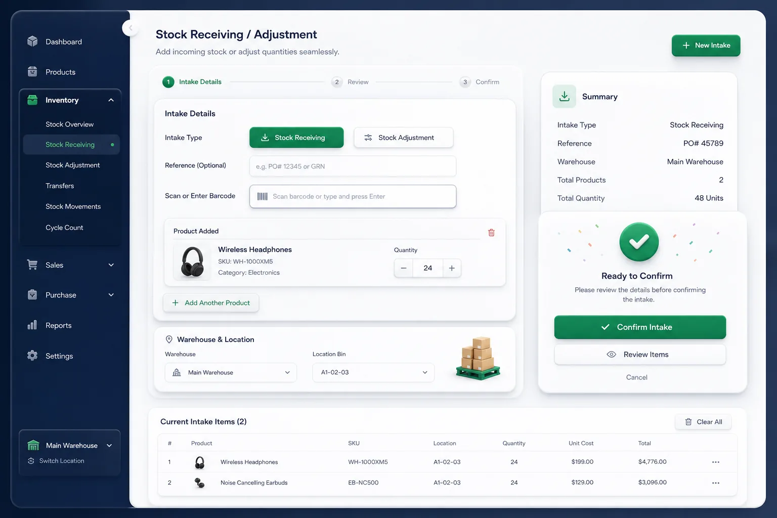 StockDesk Inventory Manager — core workflow screen