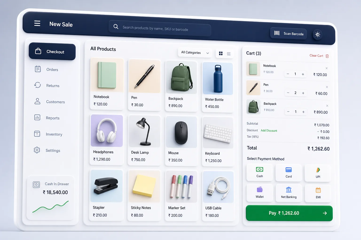 BillDesk Retail POS (Desktop) — core workflow screen