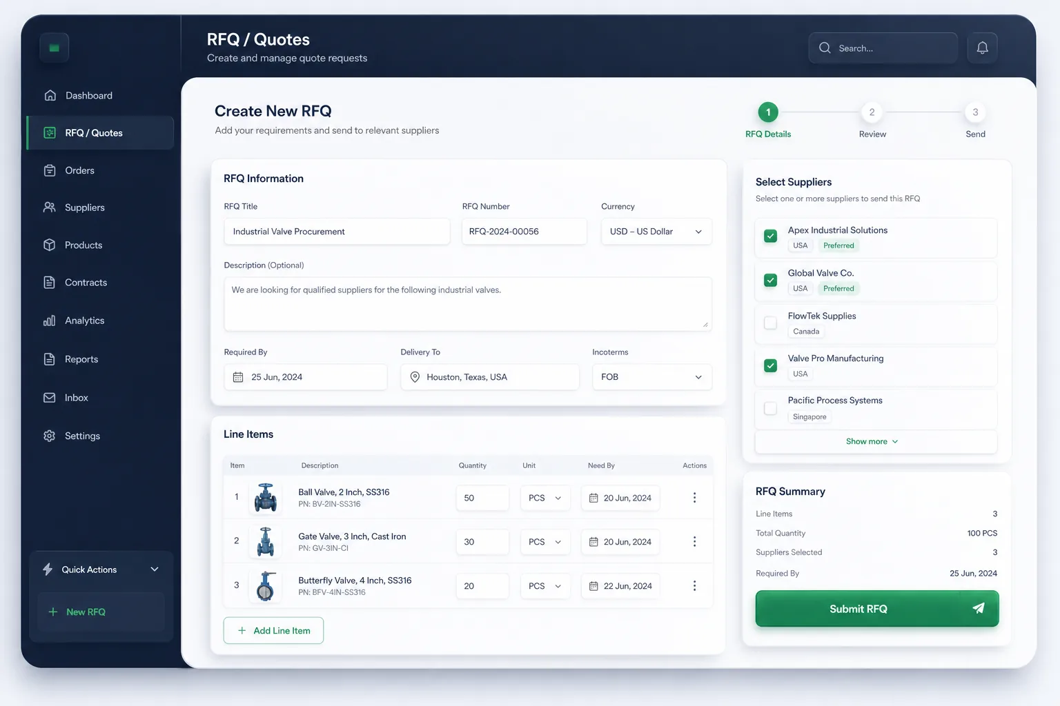 TradeHub B2B Commerce — core workflow screen