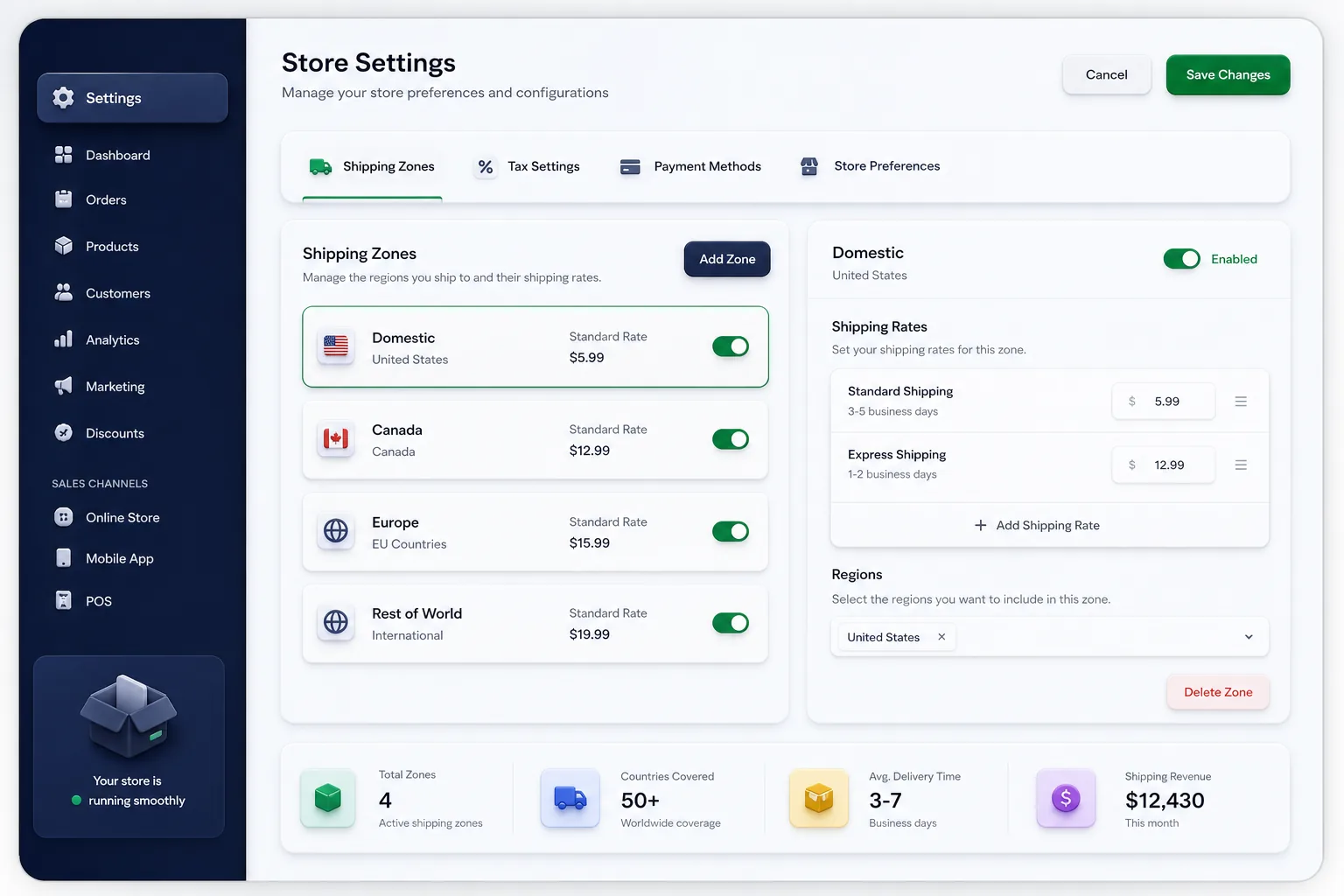 GadgetVault Electronics Store — settings and configuration