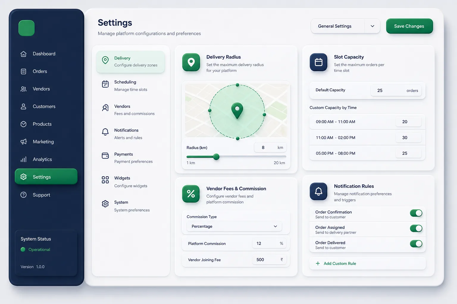 MarketMile Grocery Marketplace — settings and configuration