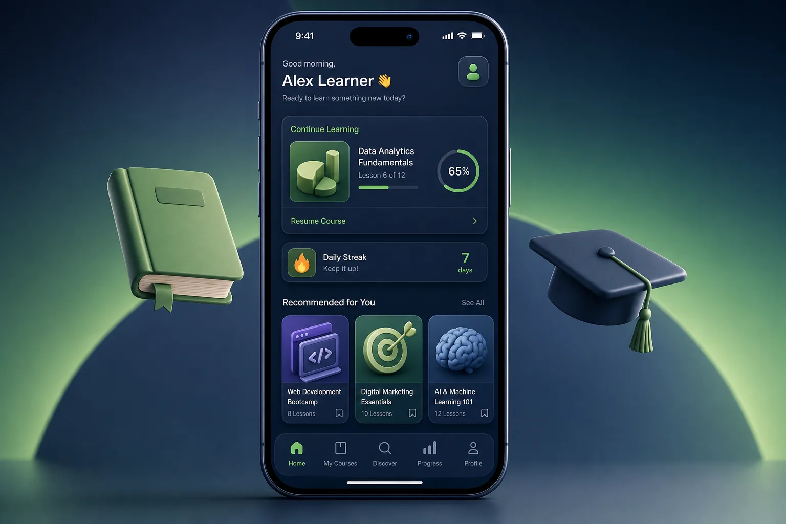 SkillPod Learning App — dashboard overview