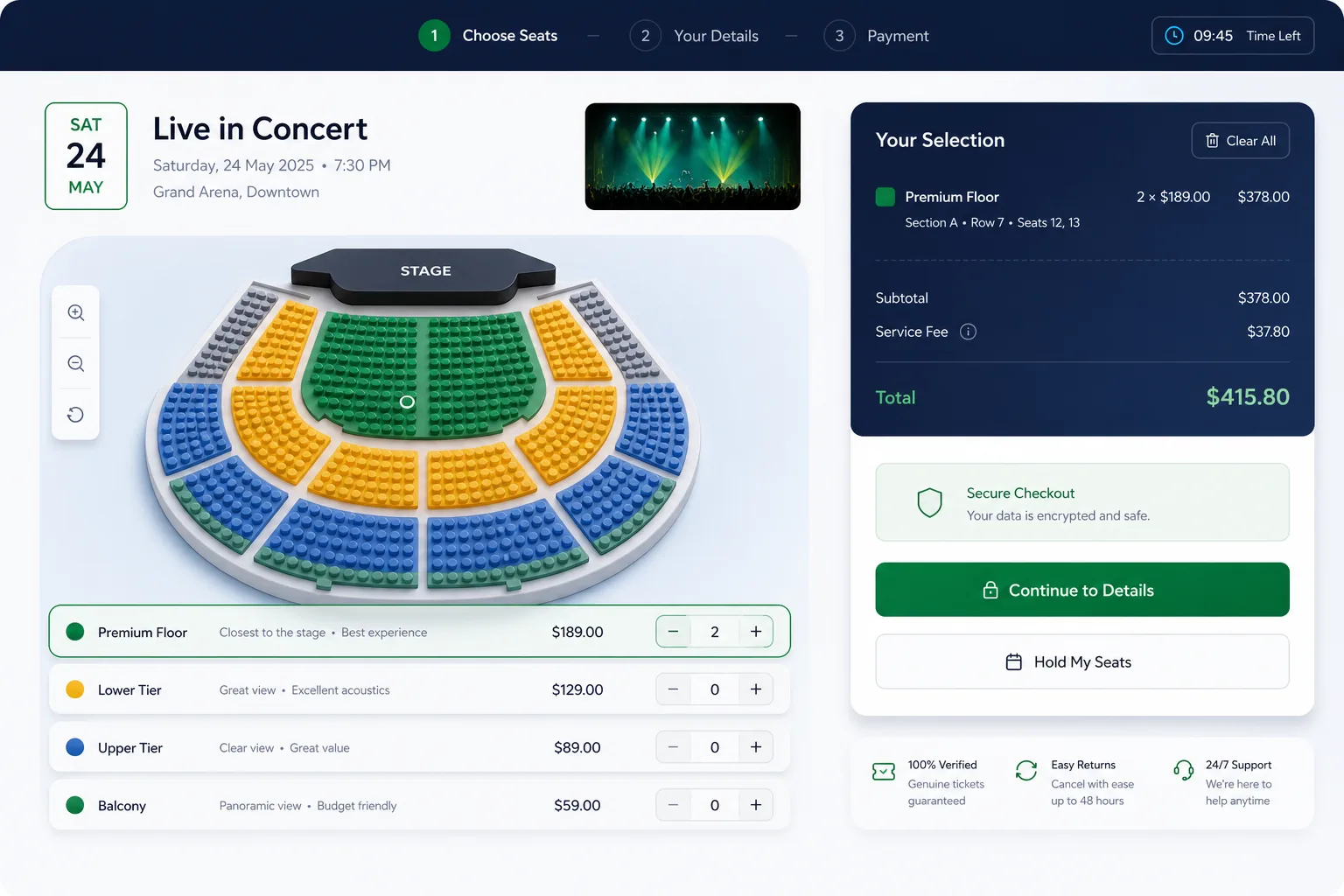 EventGo Booking Platform — core workflow screen