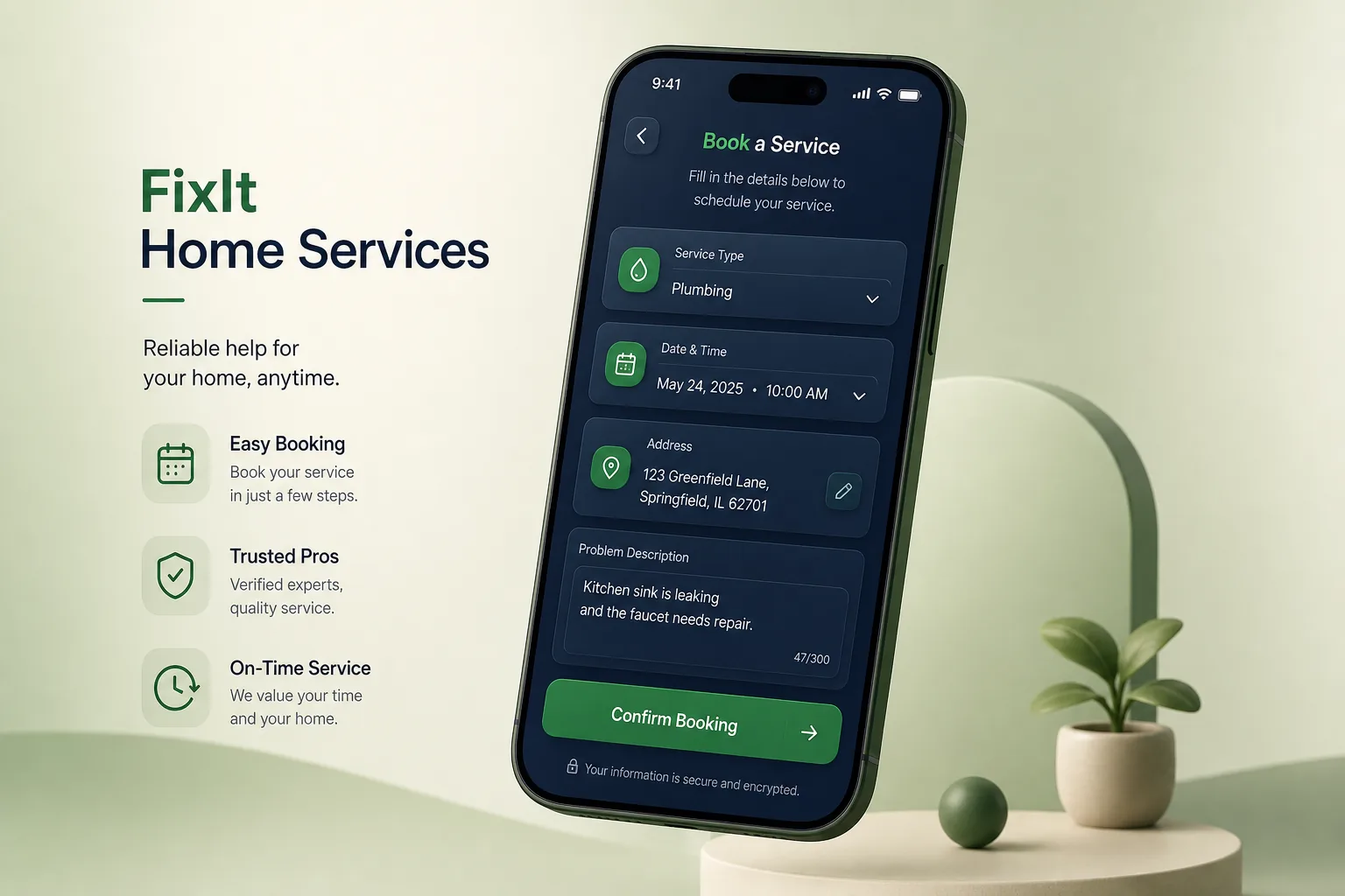 FixIt Home Services — core workflow screen