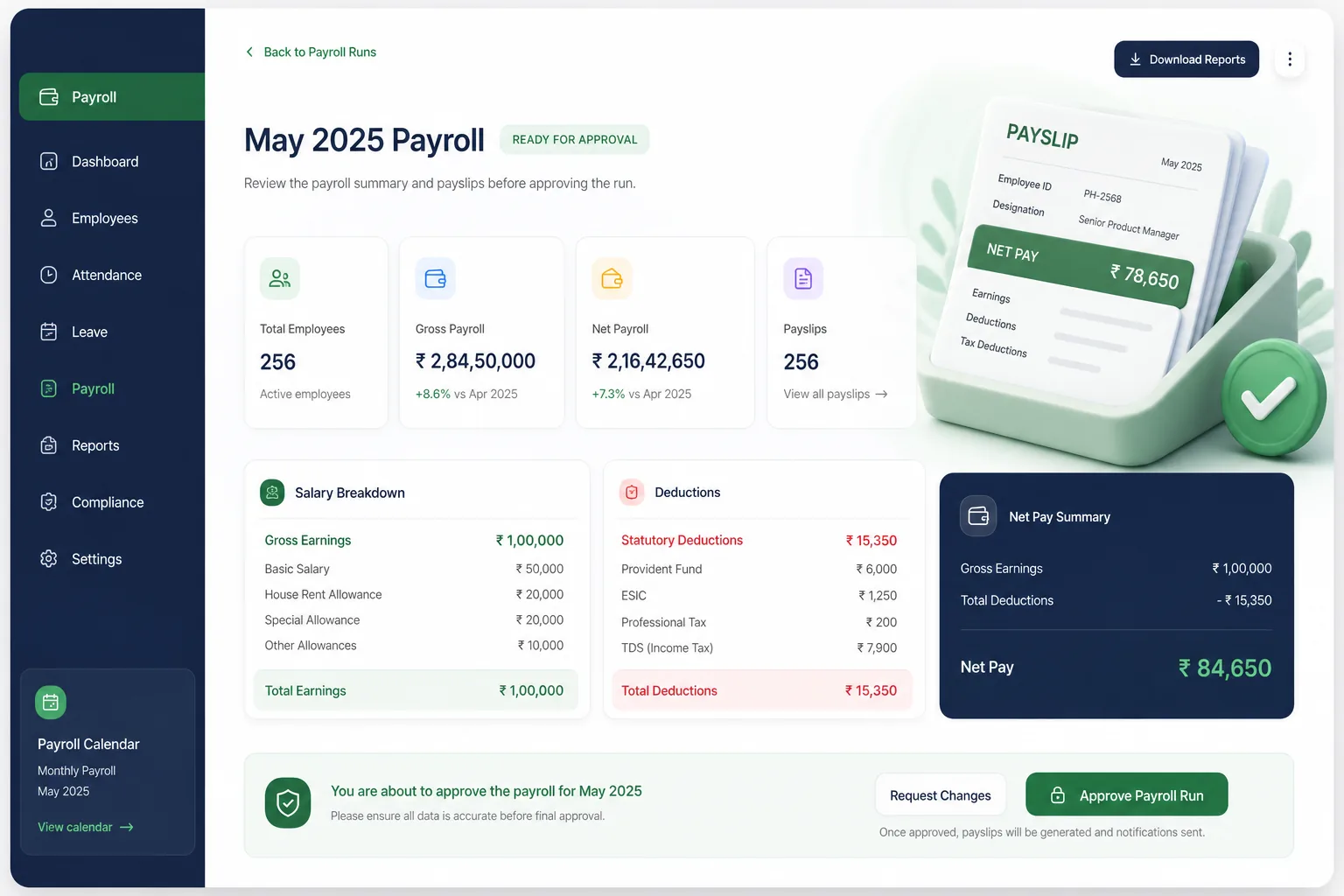 PeopleHub HRMS & Payroll — core workflow screen