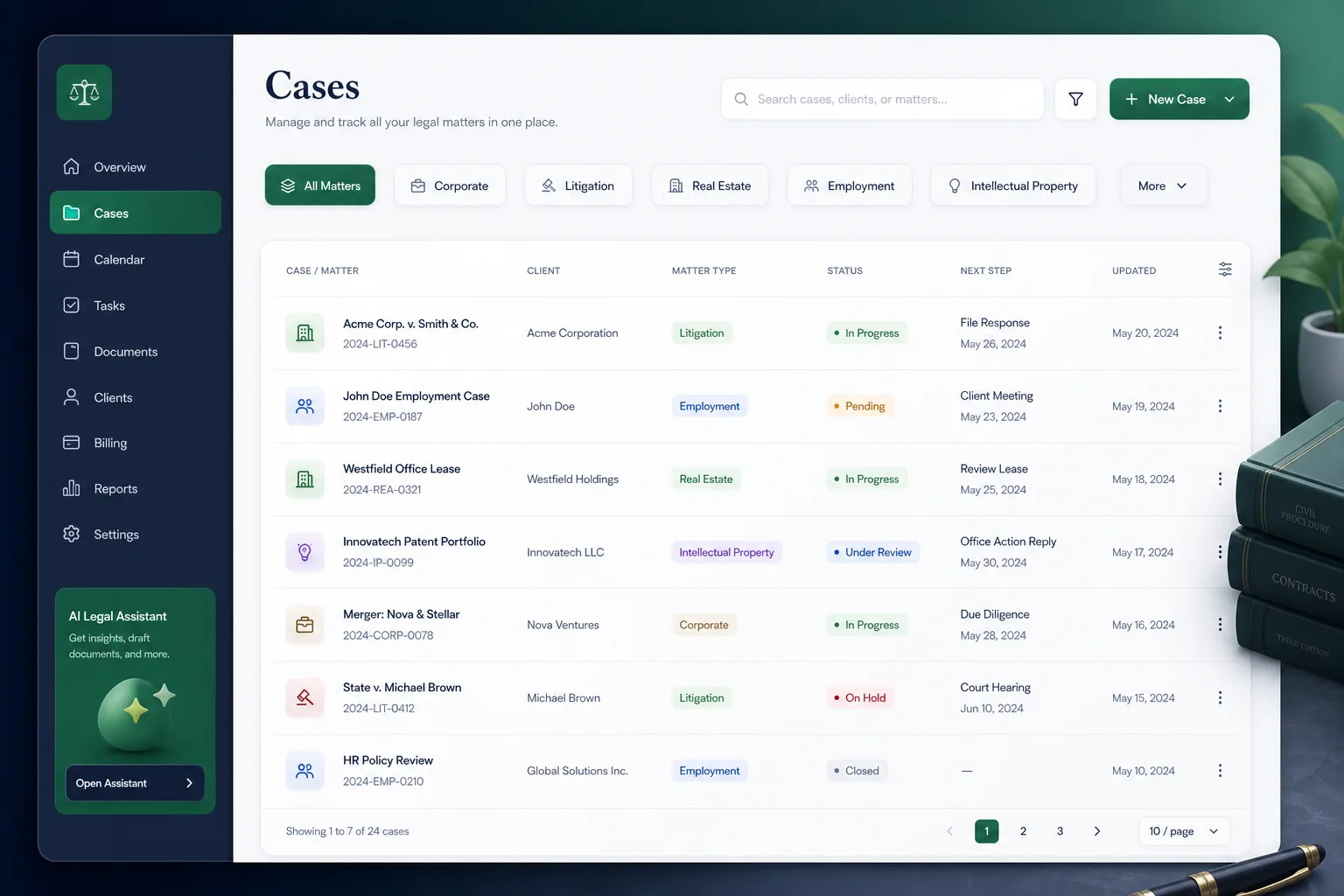 LexBoard Case Manager — browse and list view