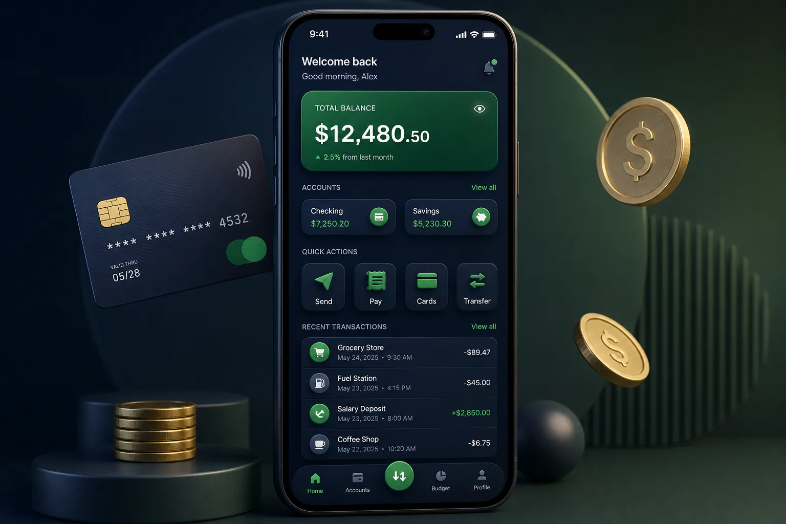 SafeBank Mobile Banking — dashboard overview