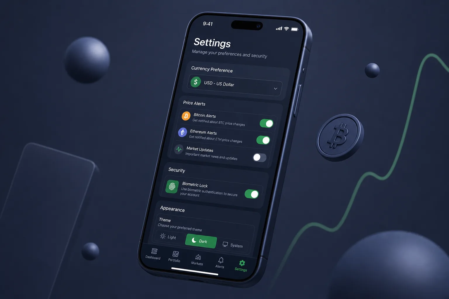 CoinPulse Crypto Tracker — settings and configuration