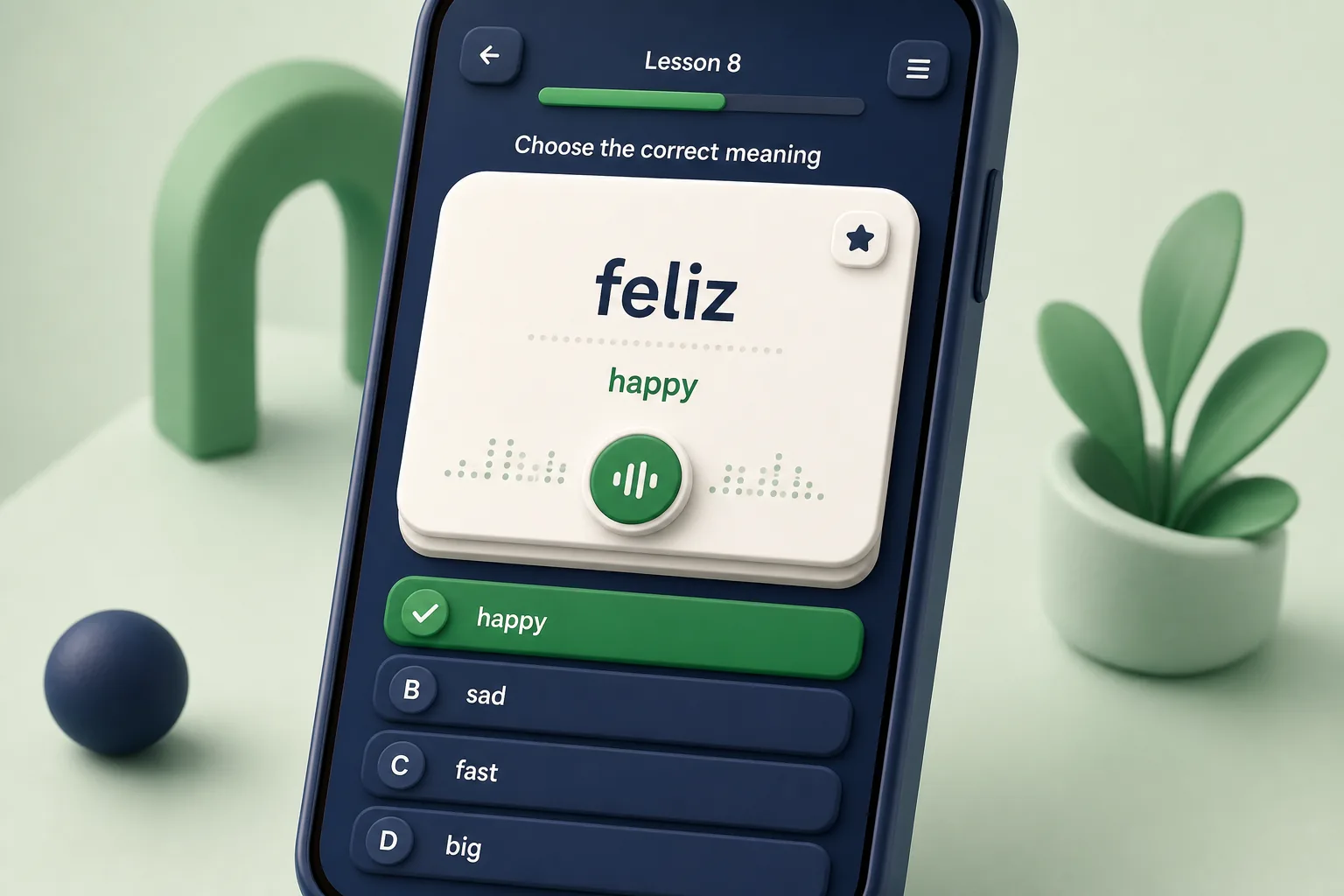 LinguaSpark Language App — core workflow screen