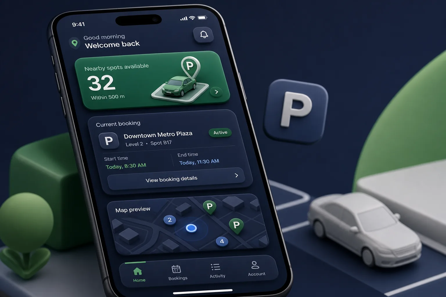 ParkPal Smart Parking — dashboard overview