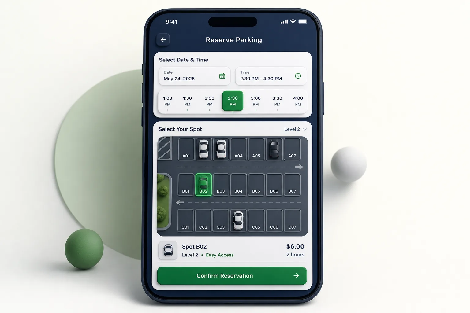 ParkPal Smart Parking — core workflow screen