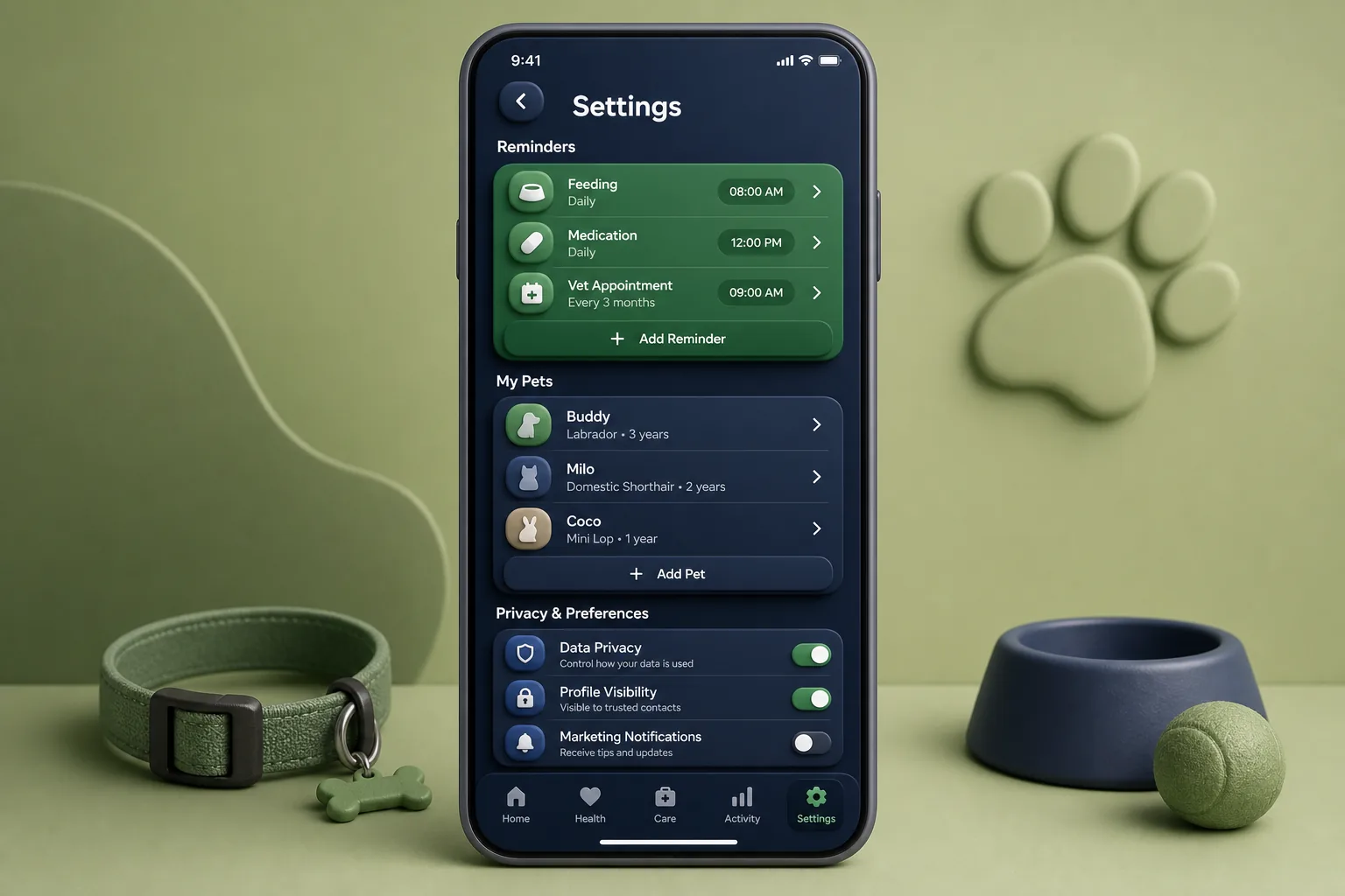 PawPal Pet Care — settings and configuration