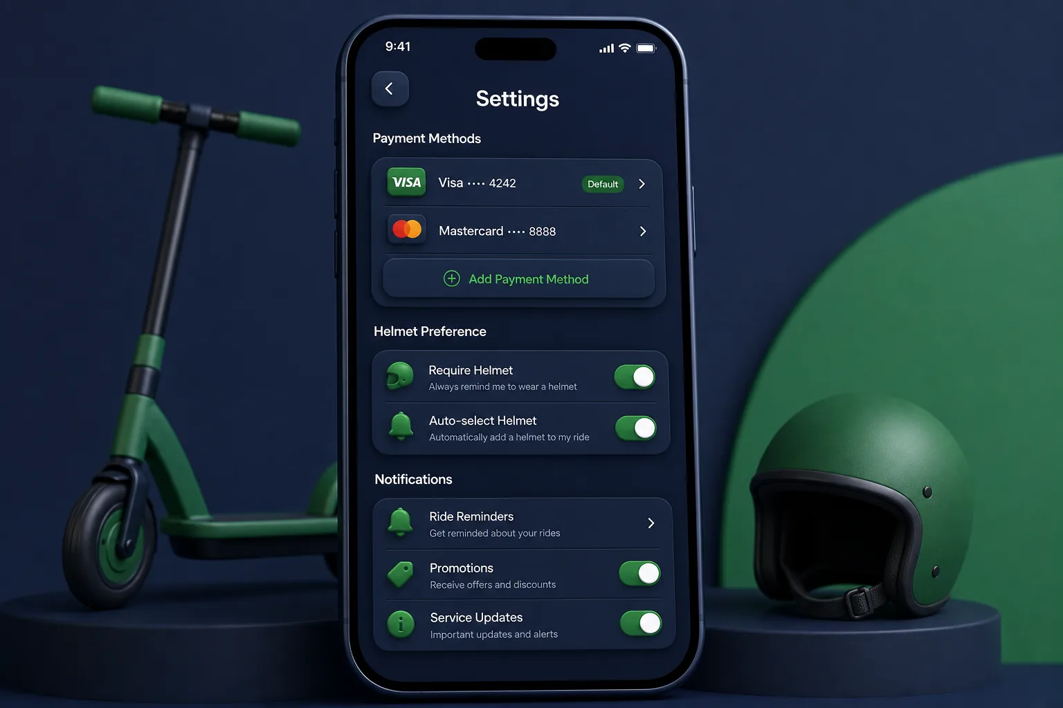 GlideGo E-Scooter Sharing — settings and configuration