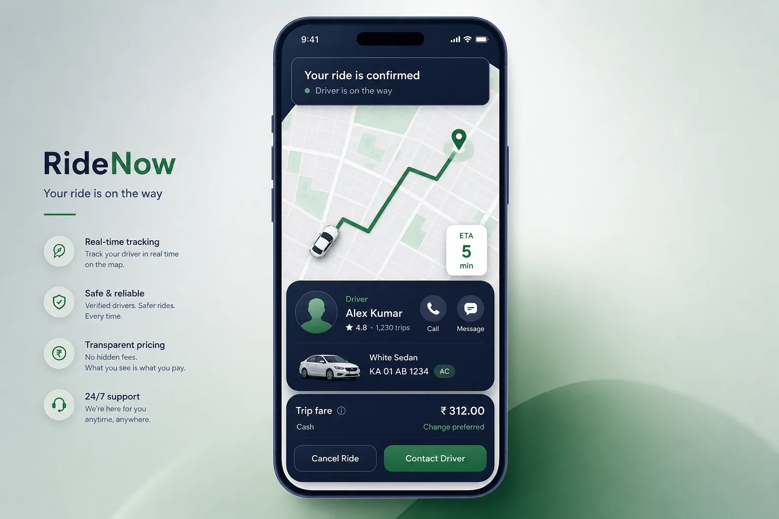 RideNow – Ride Hailing — core workflow screen