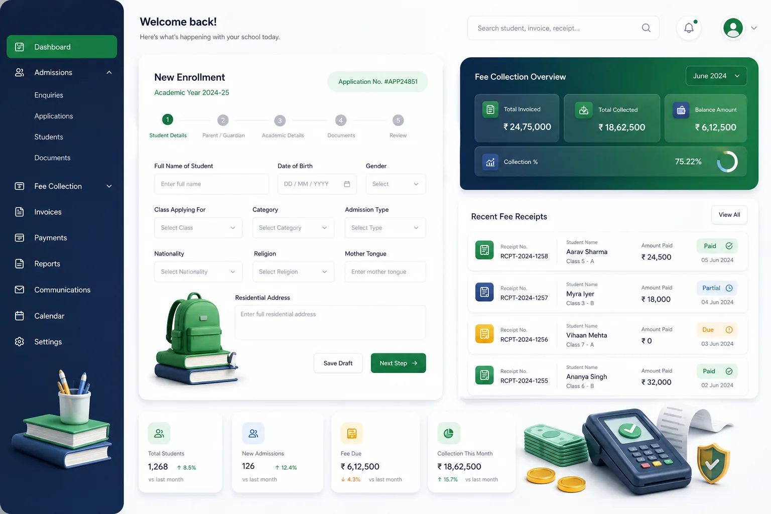 EduNest School ERP — core workflow screen