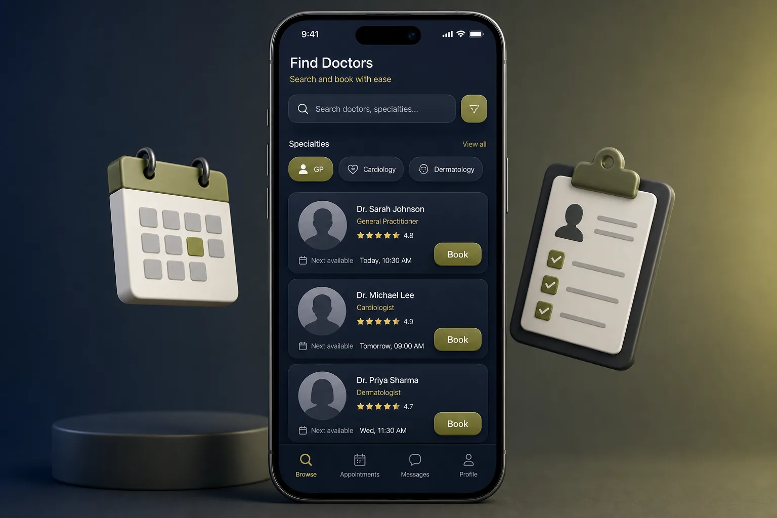 DocLink Telemedicine — browse and list view