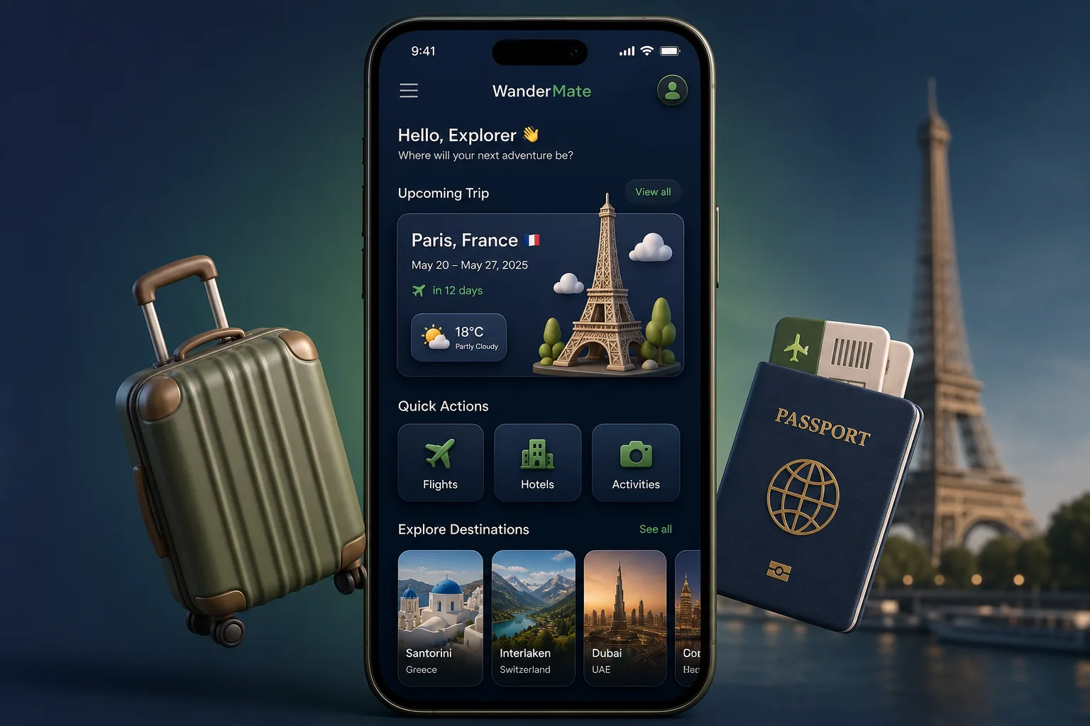 WanderMate Travel Planner — dashboard overview