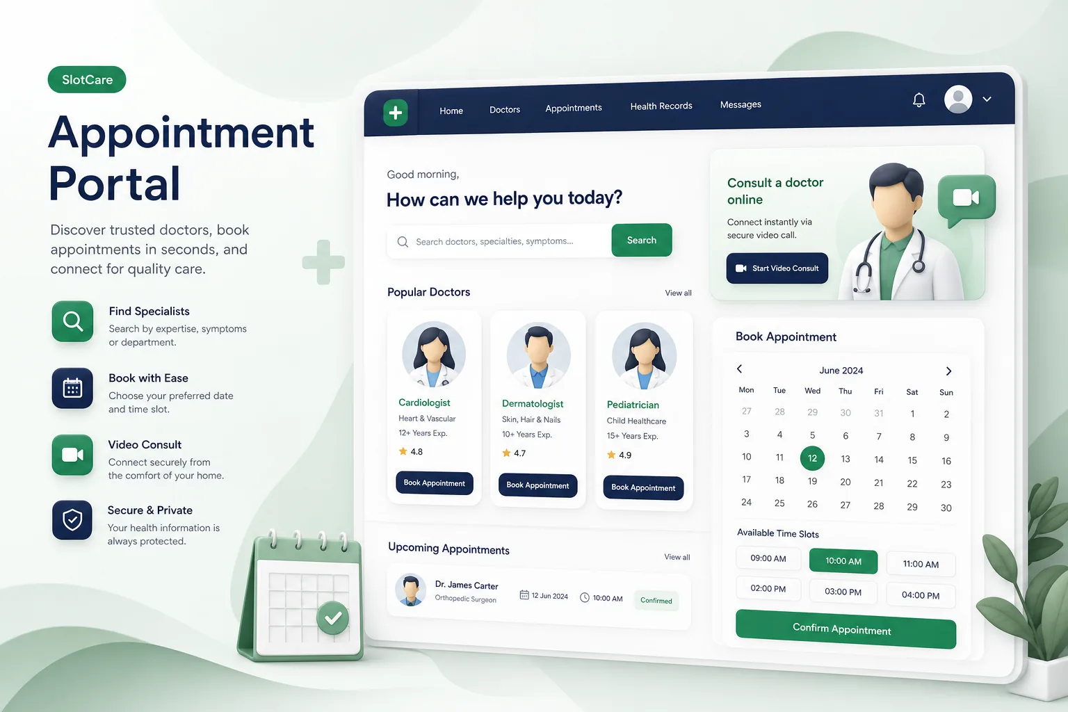 SlotCare Appointment Portal — Healthcare