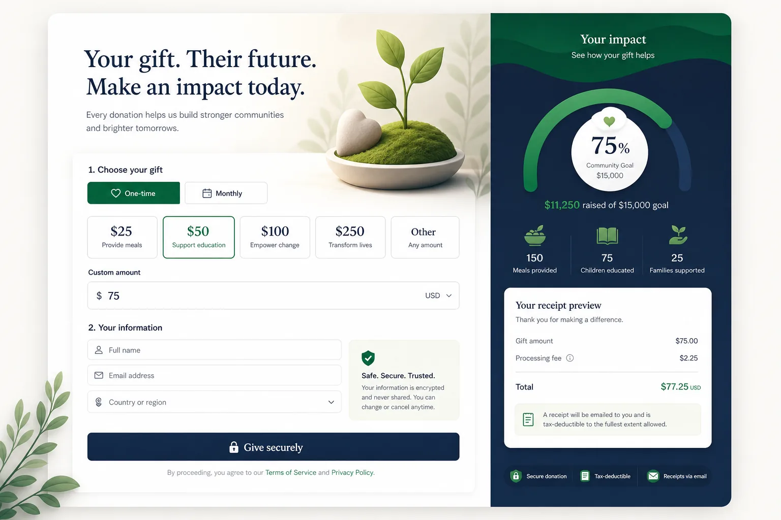 GiveMore Donation Platform — core workflow screen