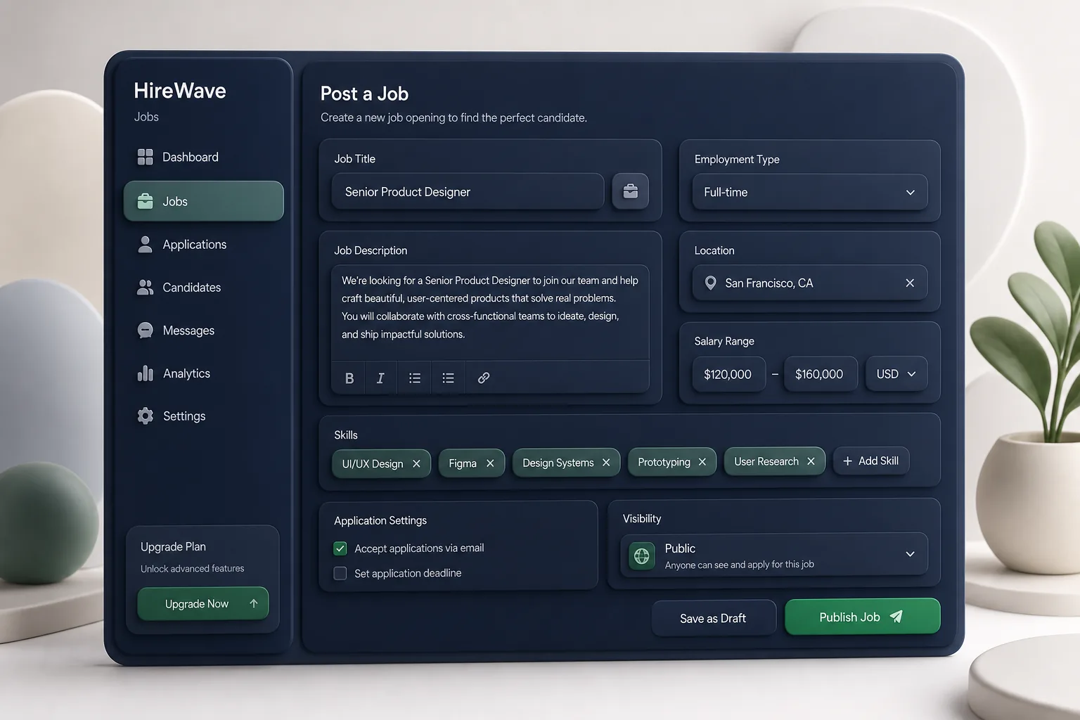 HireWave Jobs Portal — core workflow screen