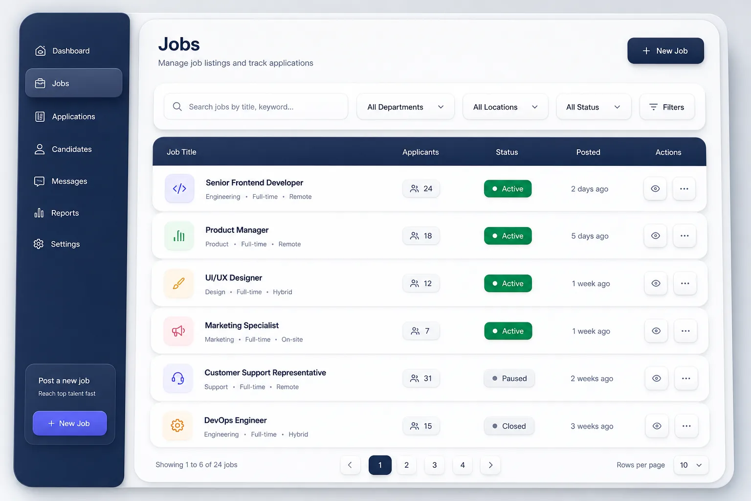 HireWave Jobs Portal — browse and list view