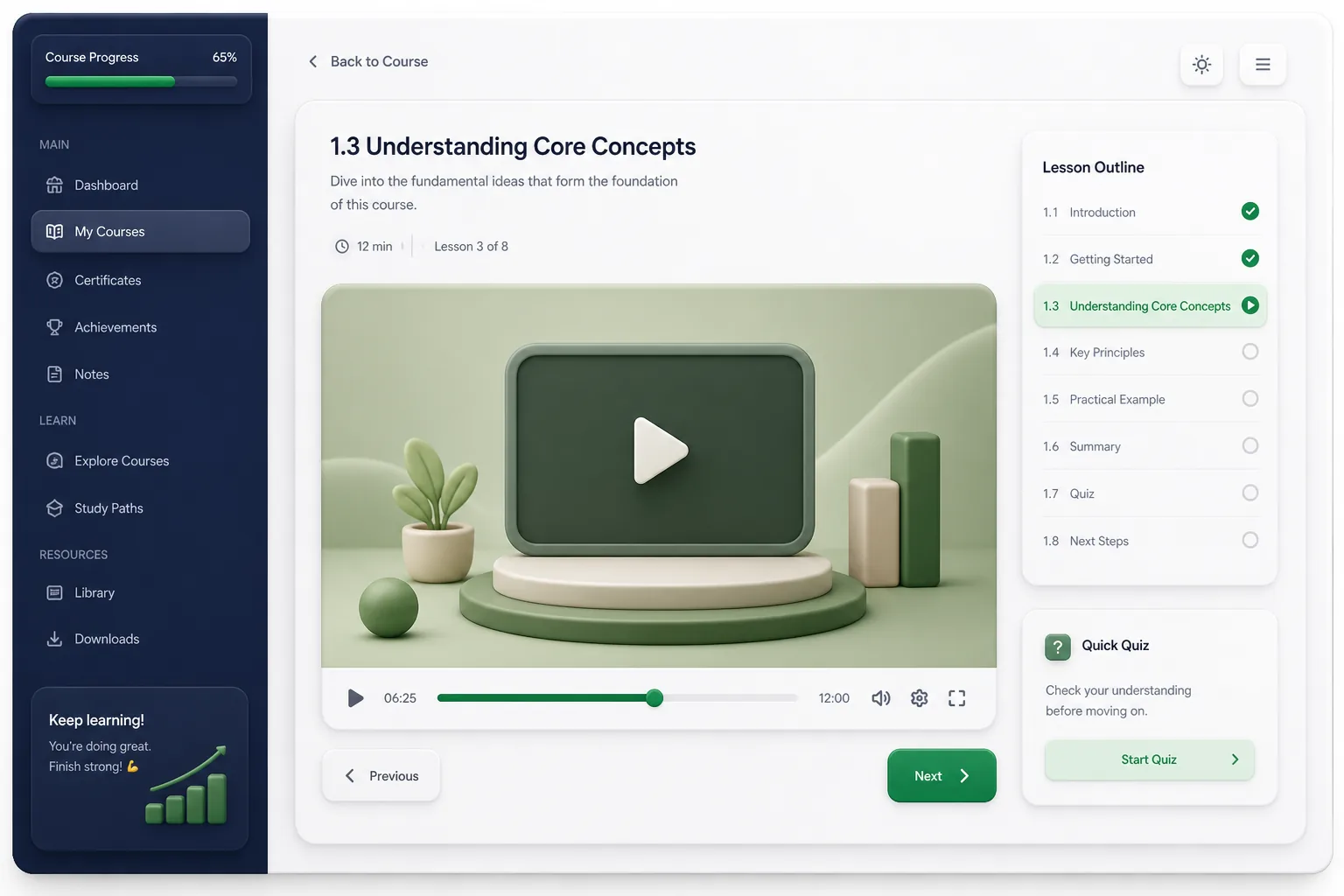 LearnHive LMS — core workflow screen