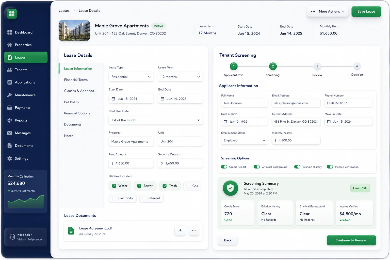 RentSquare Property Management — core workflow screen