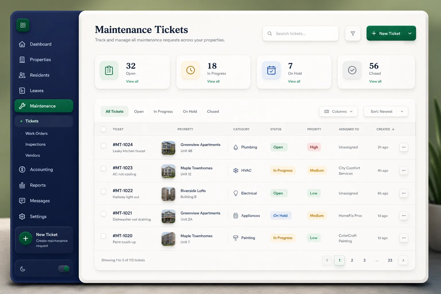 RentSquare Property Management — browse and list view