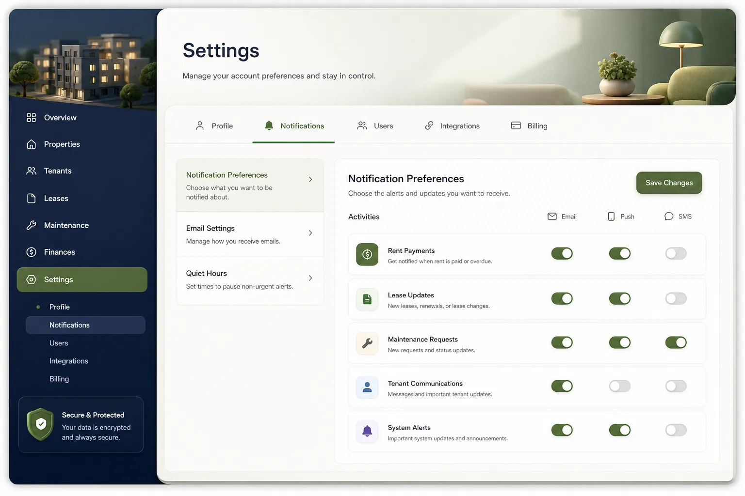 RentSquare Property Management — settings and configuration