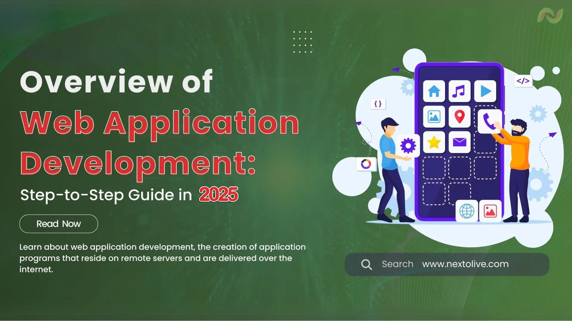 Image shows the visual representation of Web App Development Via Graphics and icons