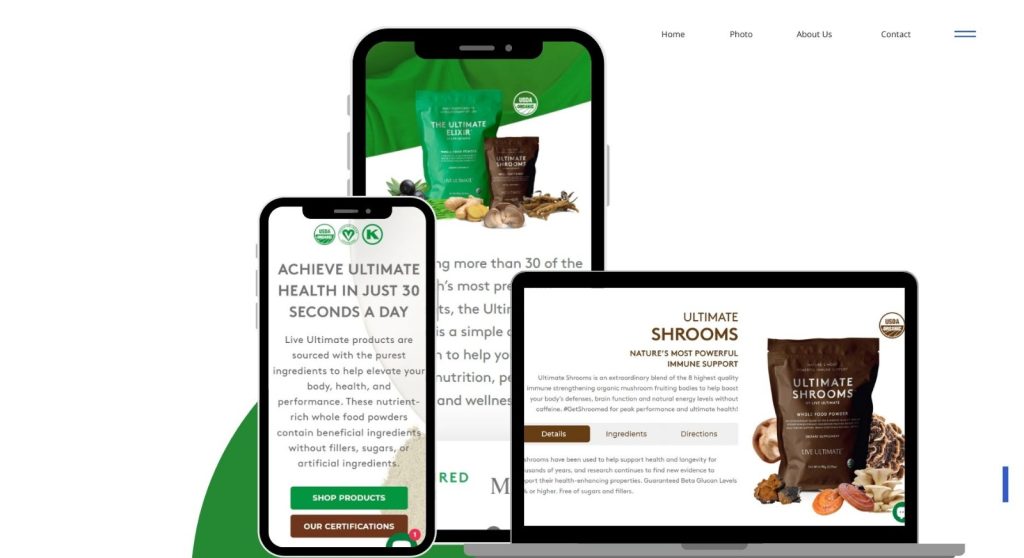 Live Ultimate an E-commerce Platform developed by Next Olive