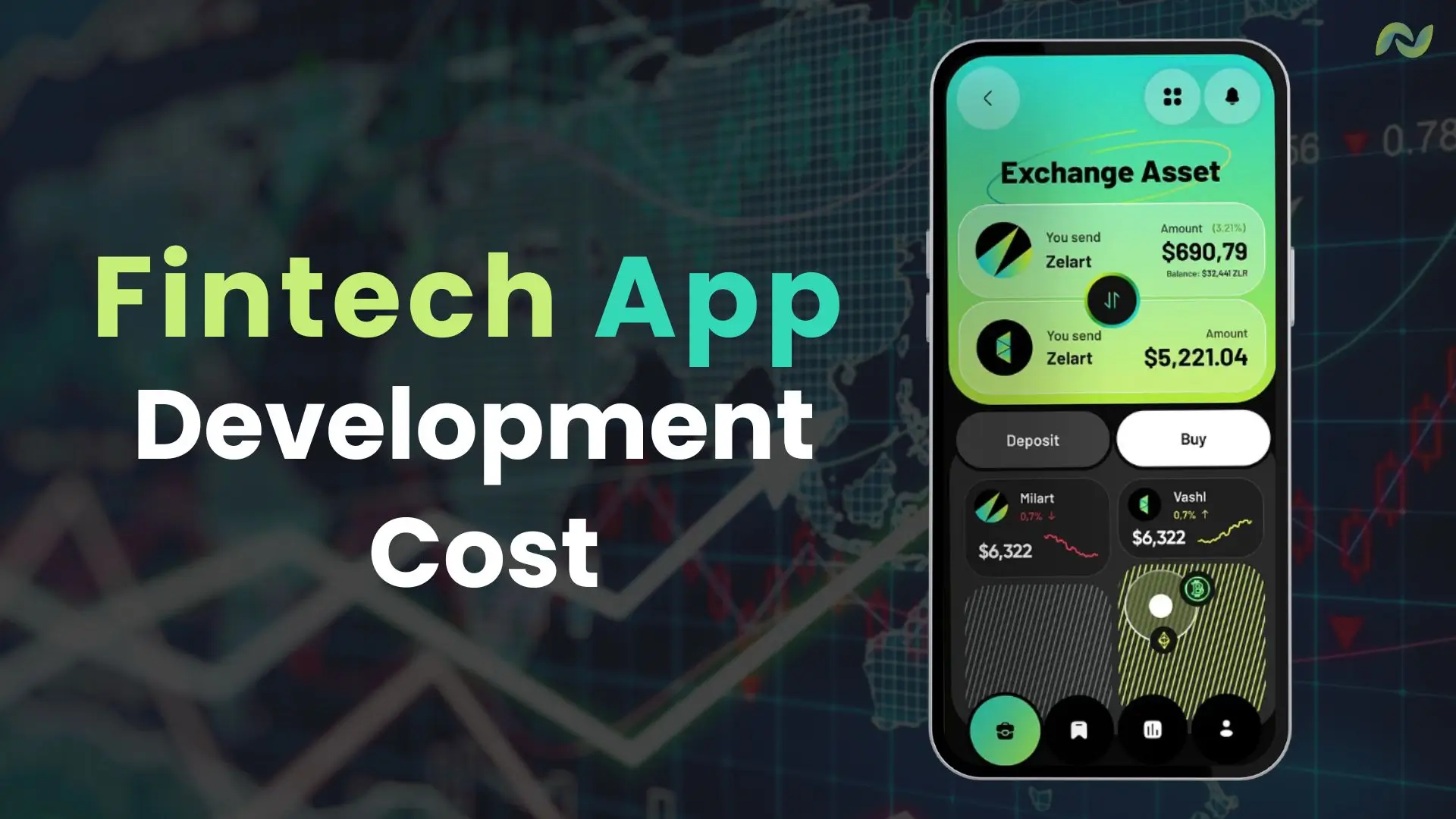 Image Shows the Fintech App Development Cost via Text and Visual