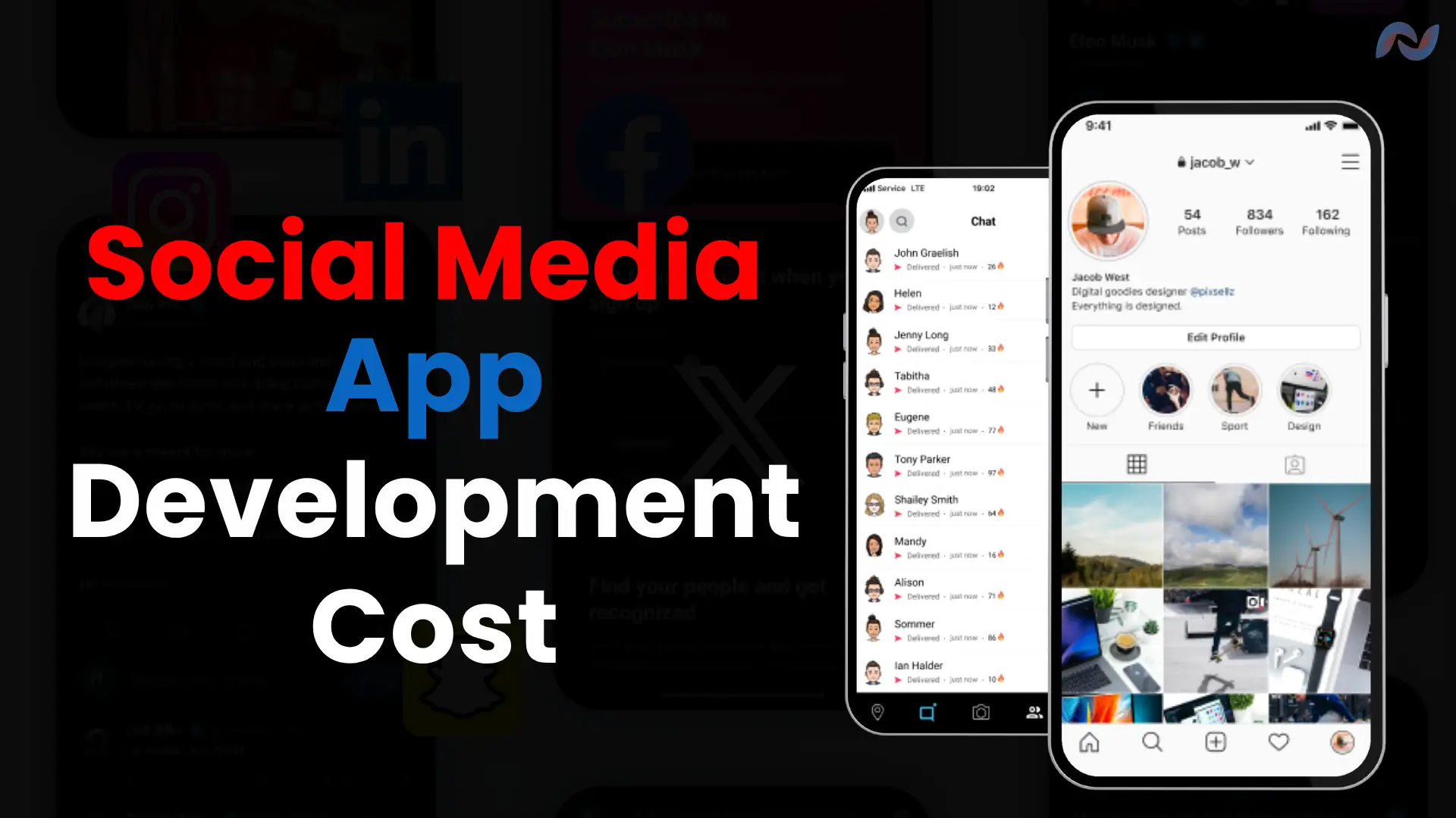 The image shows the Social Media App Development Cost