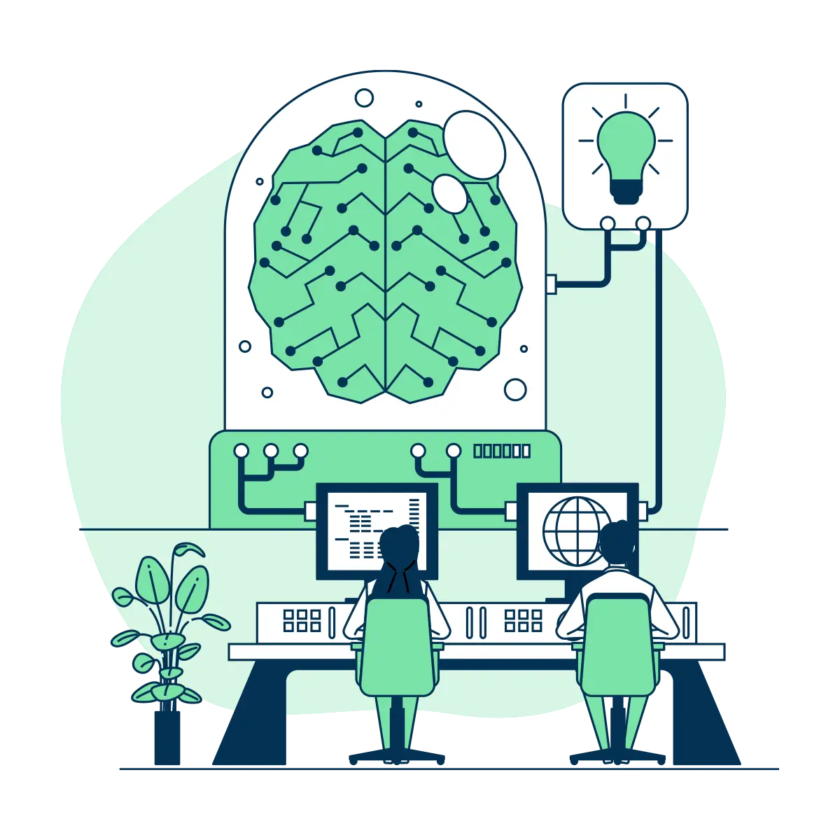 Images Showing the AI development Services Via Illustrated Automation icon
