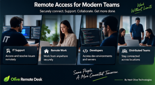 Olive Remote Desk remote access for IT support remote teams and developers
